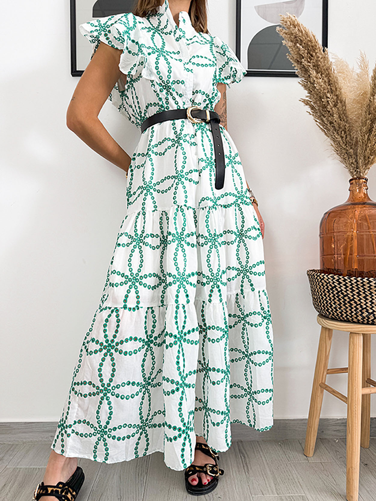 Summer Embroidered Elegant Midi Dress