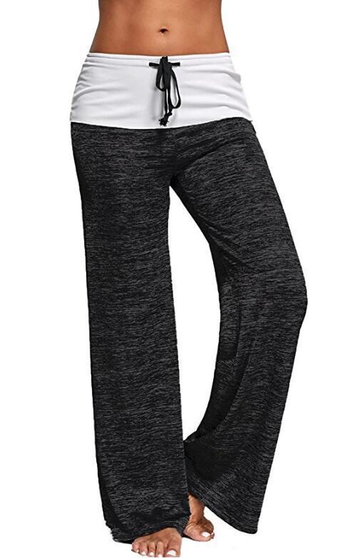 Women's Splicing Yoga Quick Dry Sports Pants Outdoor Casual Wide Leg Pants