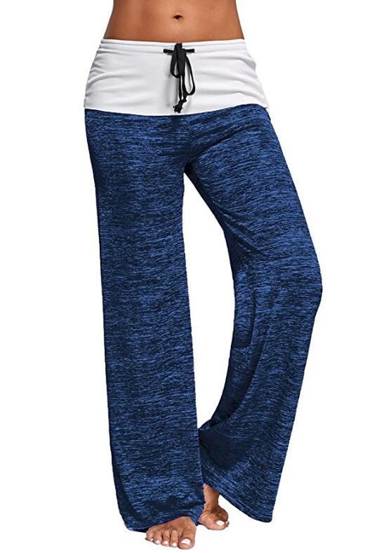 Women's Splicing Yoga Quick Dry Sports Pants Outdoor Casual Wide Leg Pants