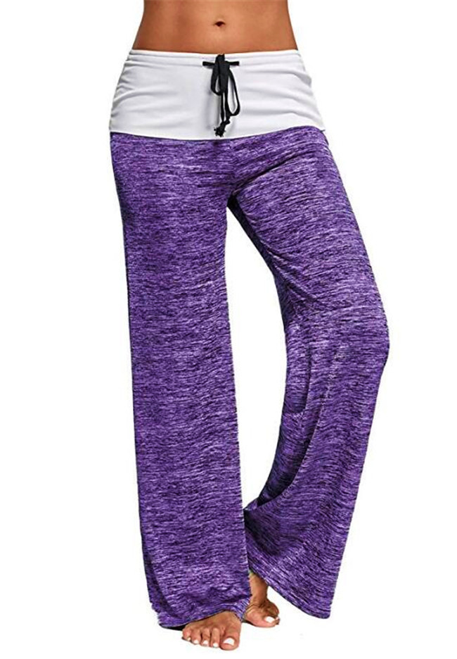 Women's Splicing Yoga Quick Dry Sports Pants Outdoor Casual Wide Leg Pants