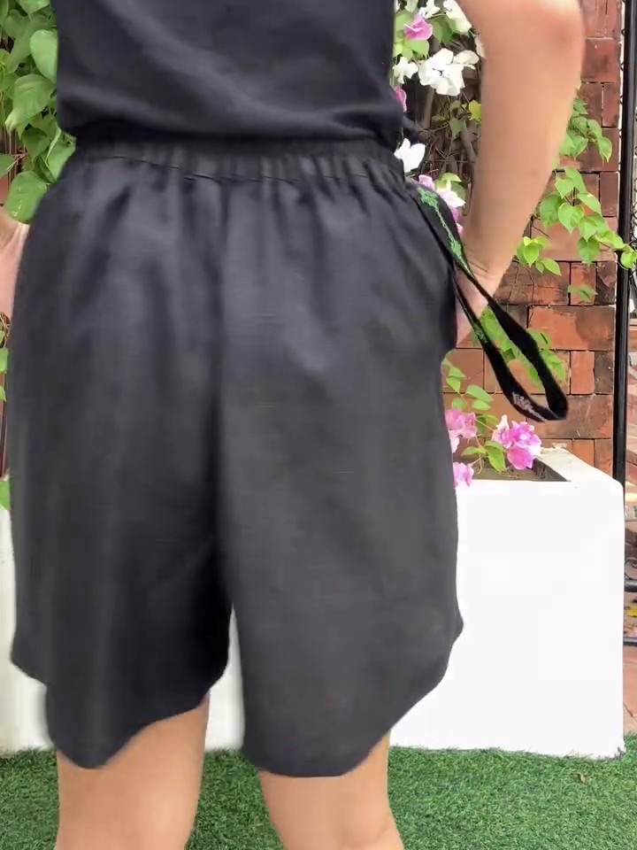 Linen Embroidered Wrap Skirt Shorts