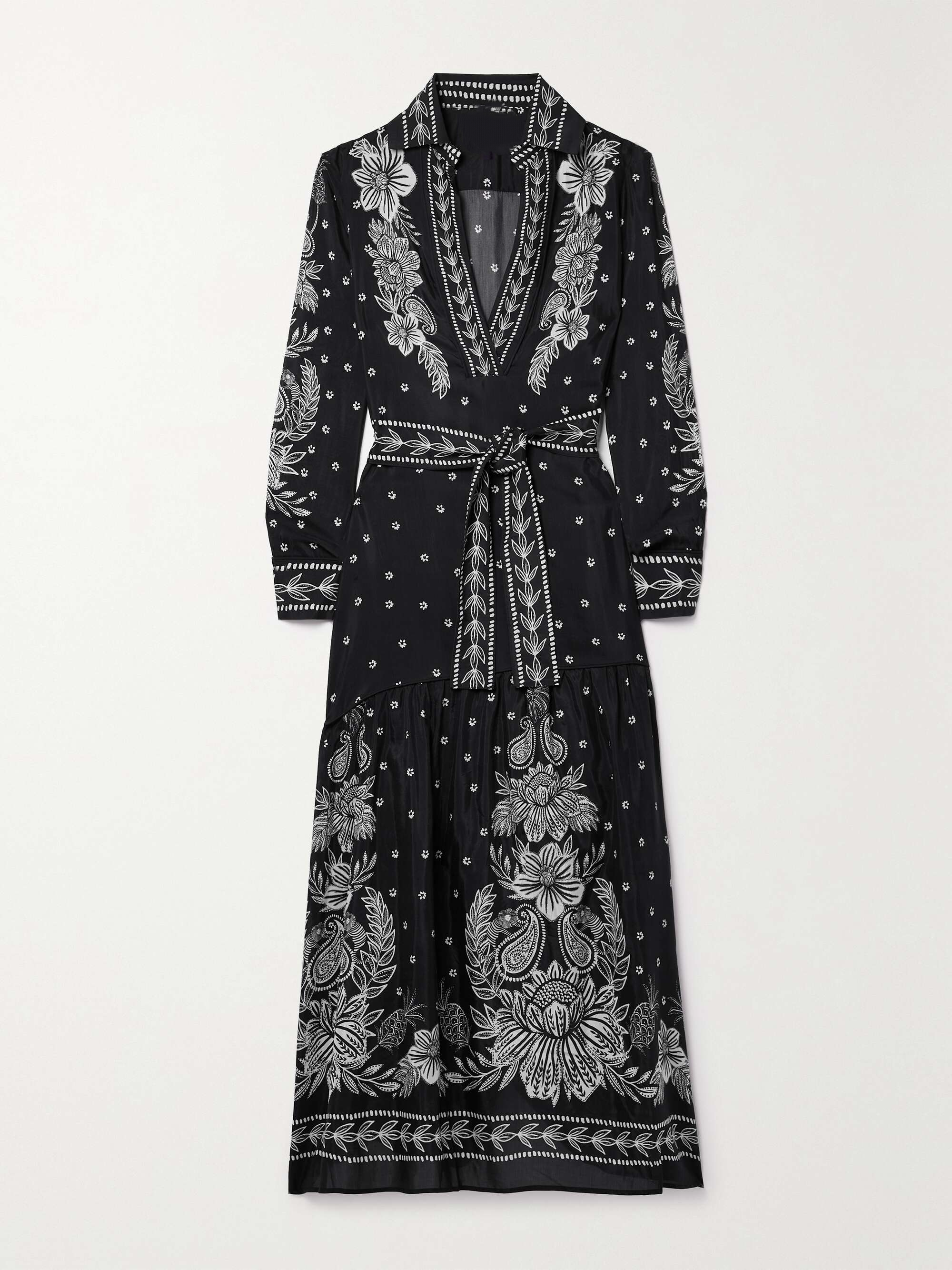 Belted Printed Cotton-blend Maxi Dress