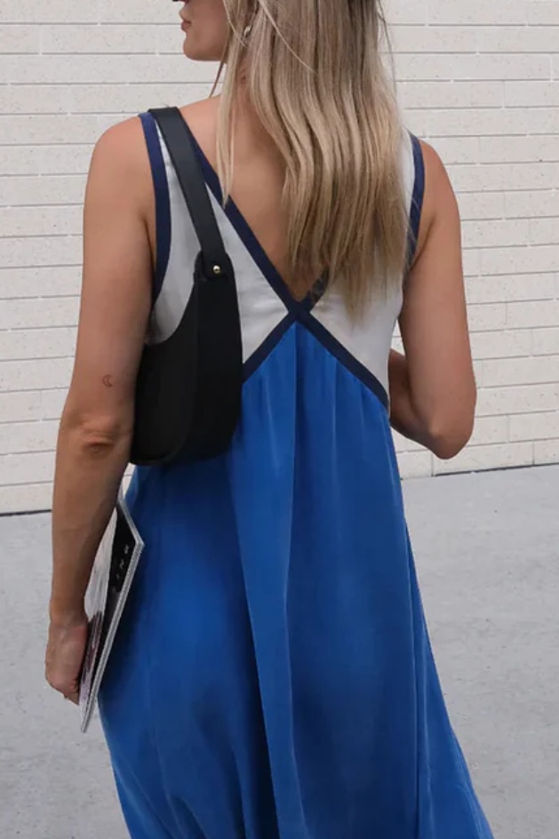 Summer Wedding Satin Contrast Loose Dress