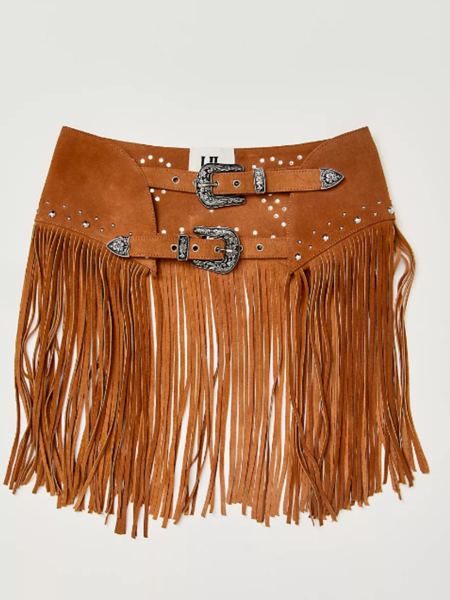 Leather Heart Tassel Skirt Belt