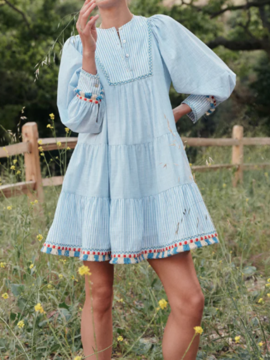 Fringed Hem Striped Dress