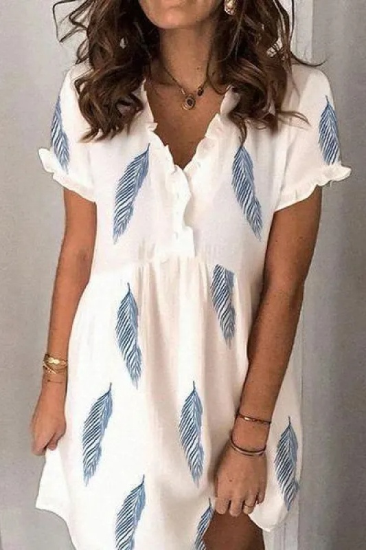 Go Your Own Way Feather Print Dress