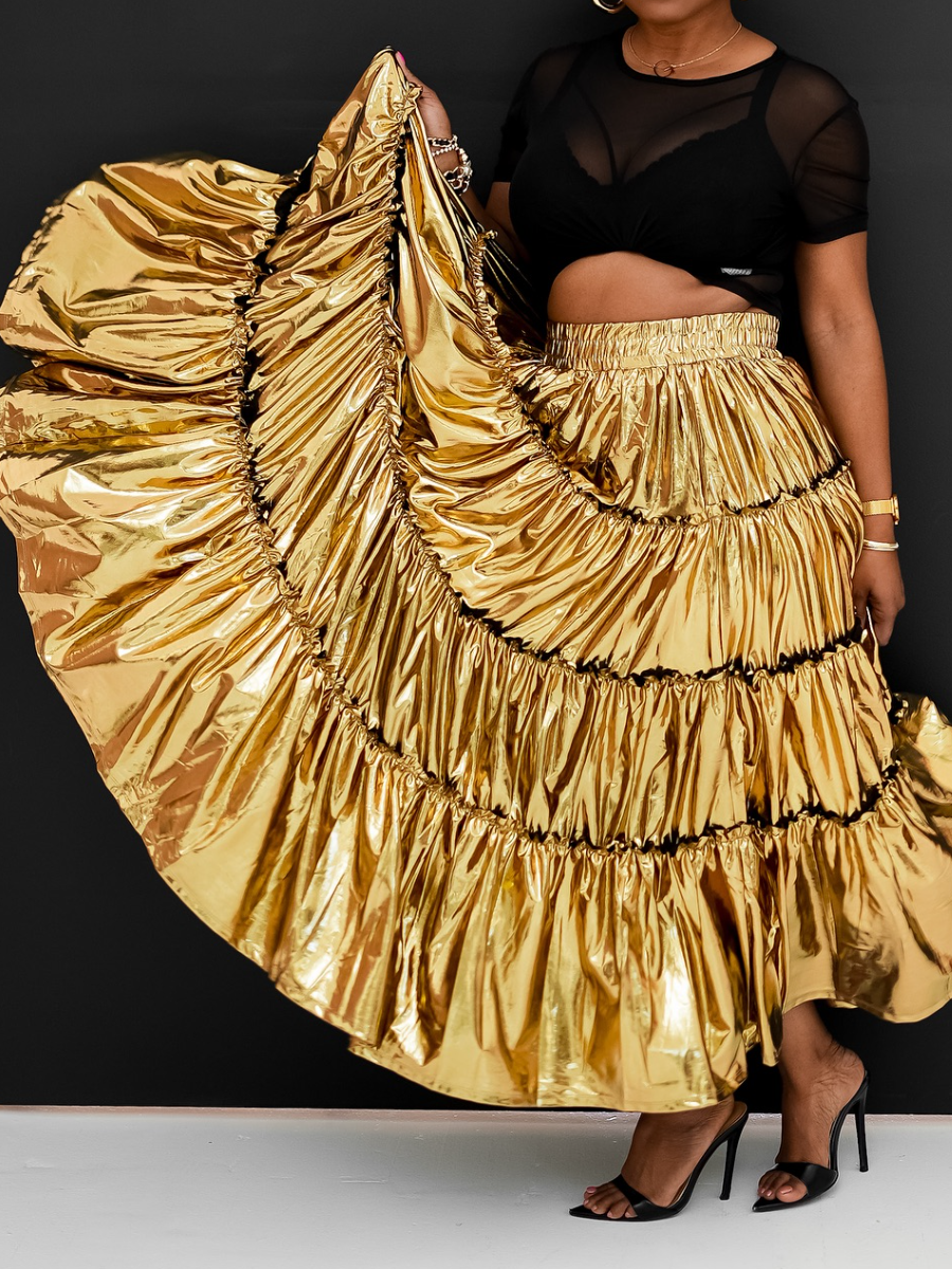 Holiday High-Waisted Midi Skirt