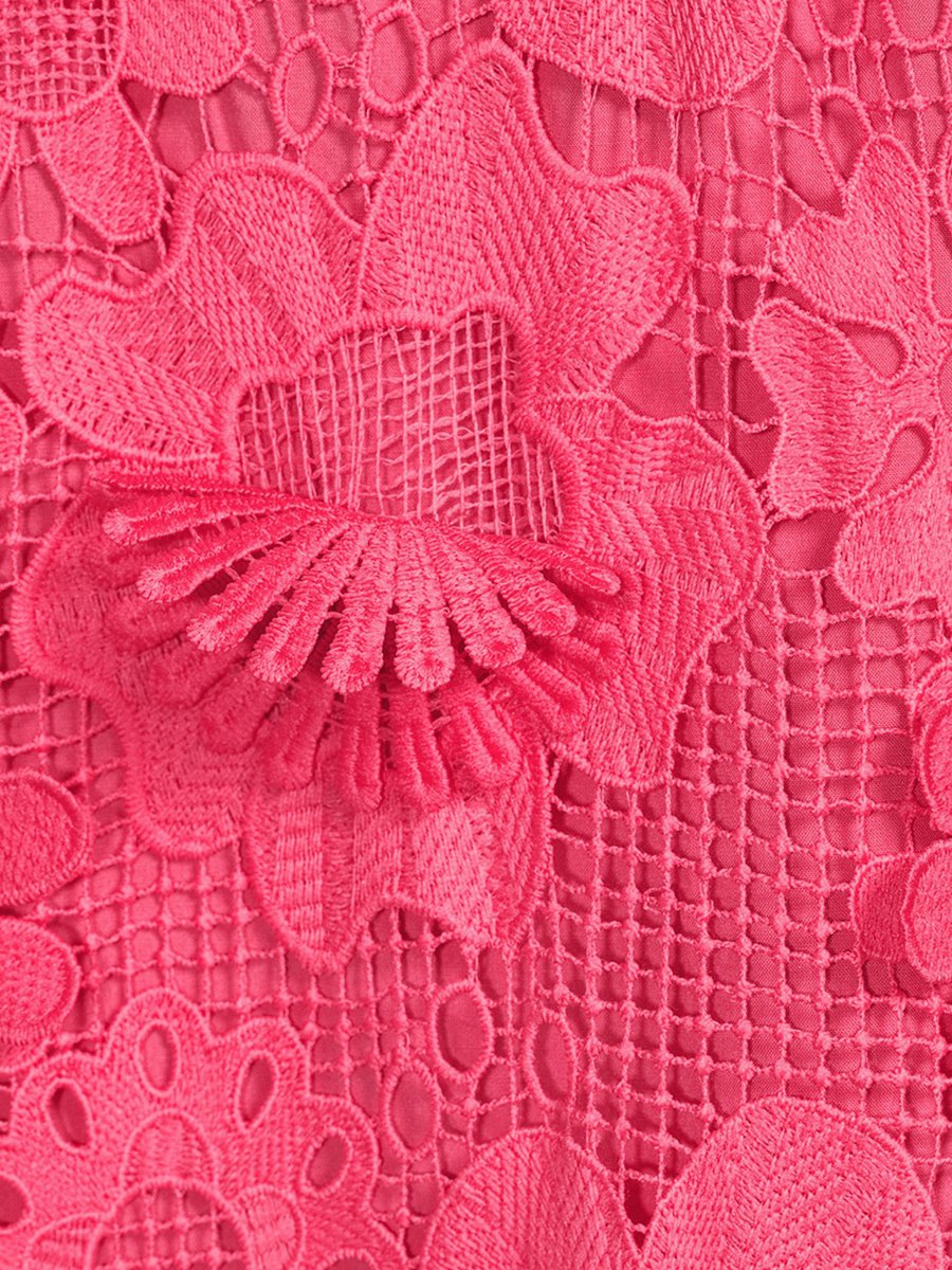 Floral 3D Lace Split Button Up Shift Dress