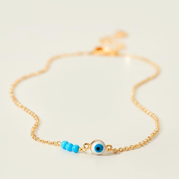 Forset-snail Pearl Anklet Handmade 18k Gold Plated Dainty Boho Beach Cute Ankle Bracelet Adjustable Wafer Layered Turquoises Dangle Coins Foot Chain for Women