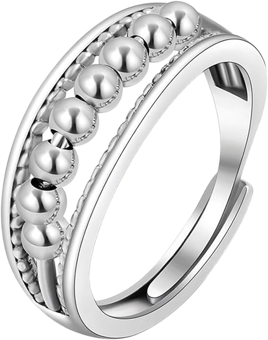 Meditation Decompression Ring Rings Decor Ring for Women Adjustable Ring Beaded Ring Fidget Finger Ring Womens Ring Fidget Ring Fashion Copper