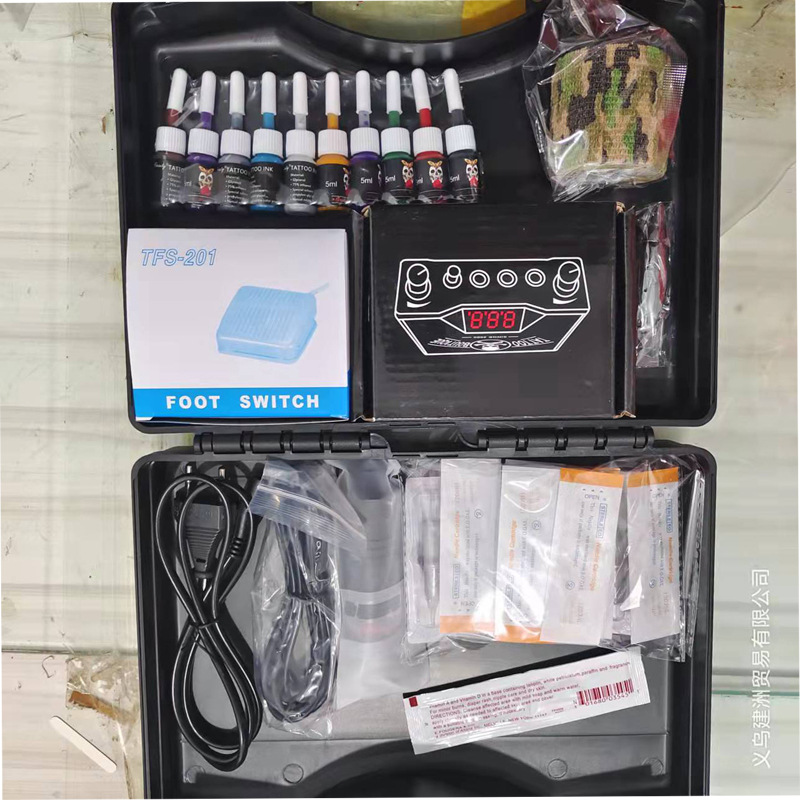 Cross border popular tattoo set, tattoo all-in-one machine, tattoo kit, cutting line, fogging machine, mini power tattoo needle