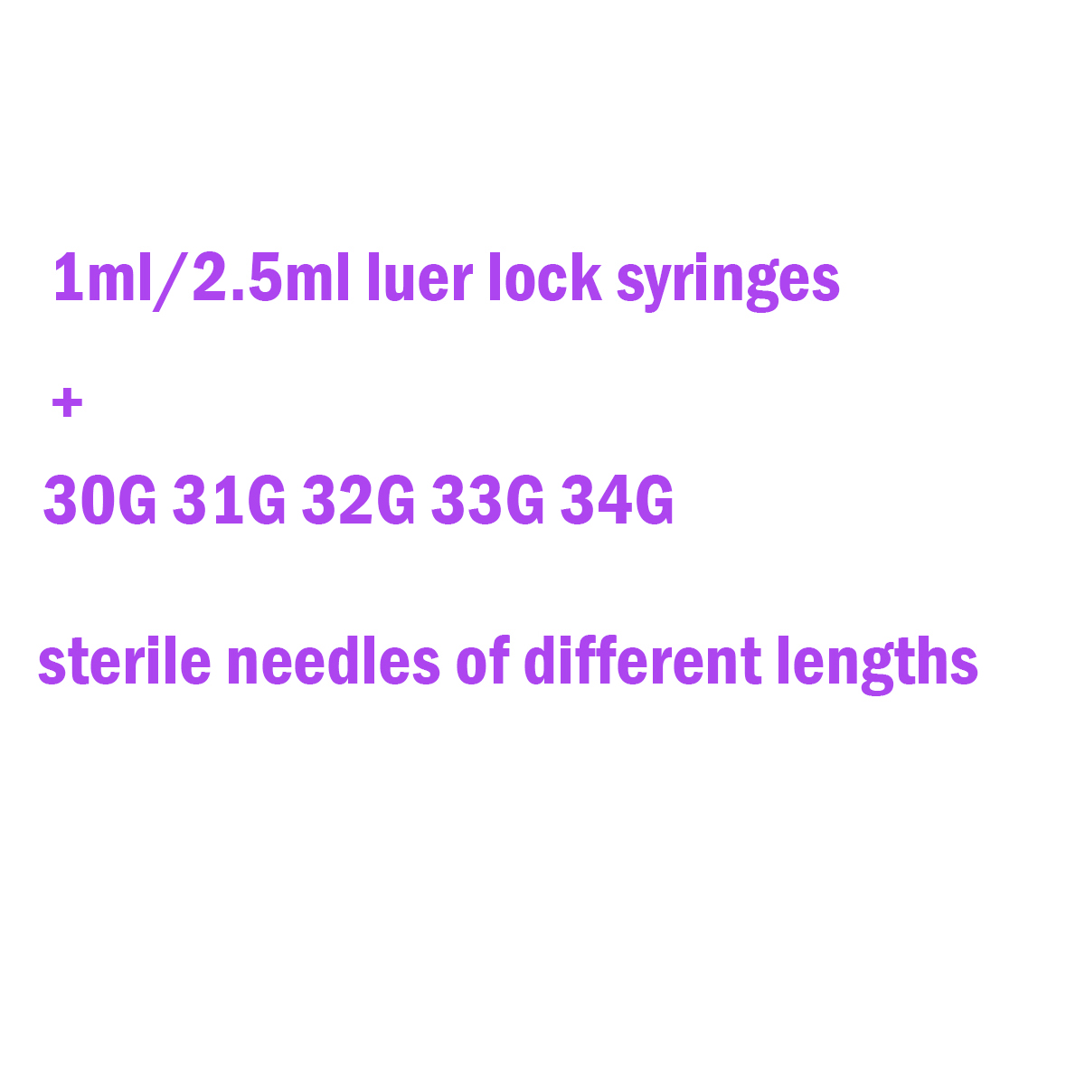 1ml/2.5ml luer lock syringes 100pcs+30G 31G 32G 33G 34G 36G Sterile Needles 100pcs