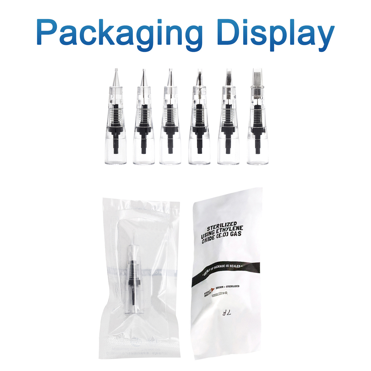 20pcs Disposable Sterilized Tattoo Cartridge Needles Permanent Makeup Pen Machine Flat Tips Eyebrows Lips