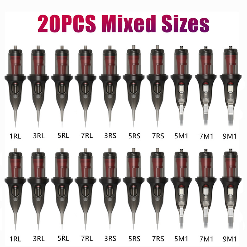 20pcs Disposable Tattoo Cartridge Needles RL RS RM M1 Series Tattoo Machine for Eyebrow Eyeliner Permanent Makeup