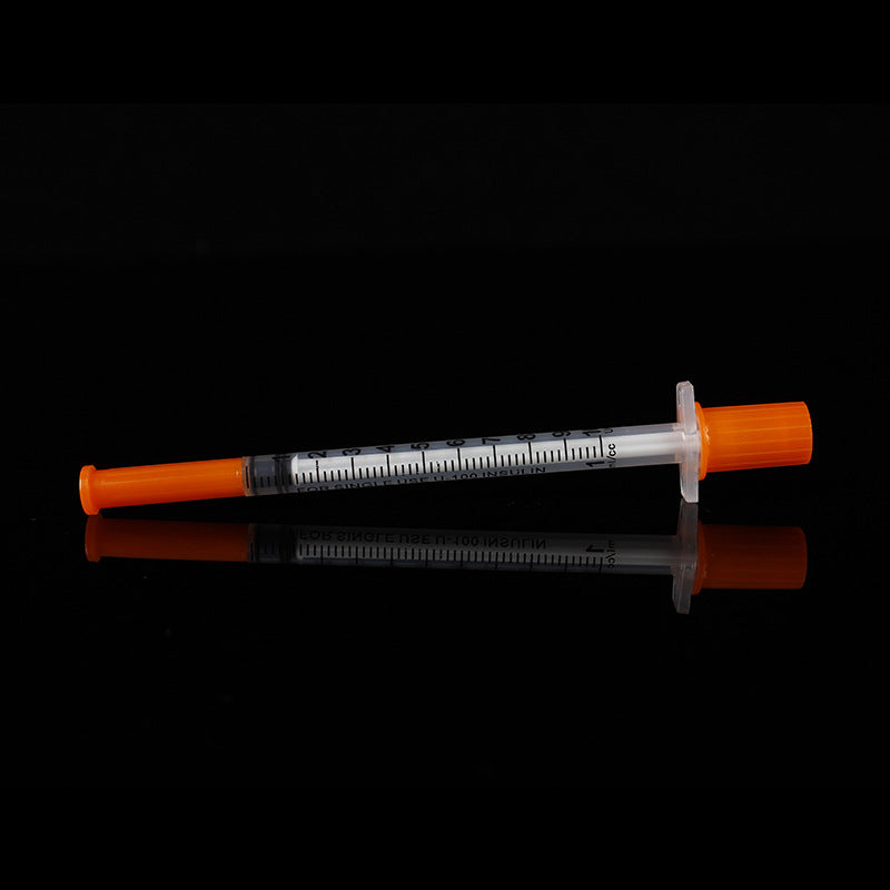 1ml 0.5ml 0.3ml 50pcs Disposable Plastic Syringe Orange Cap Sterile Syringe With Needles