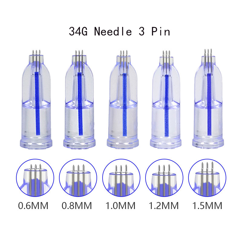 3 Pin Needles Nanosoft Microneedles 34G 0.6MM 0.8MM 1.0MM 1.2MM 1.5MM Fillmed Hand for Anti Aging Around Eyes and Neck Lines Skin Care Tool