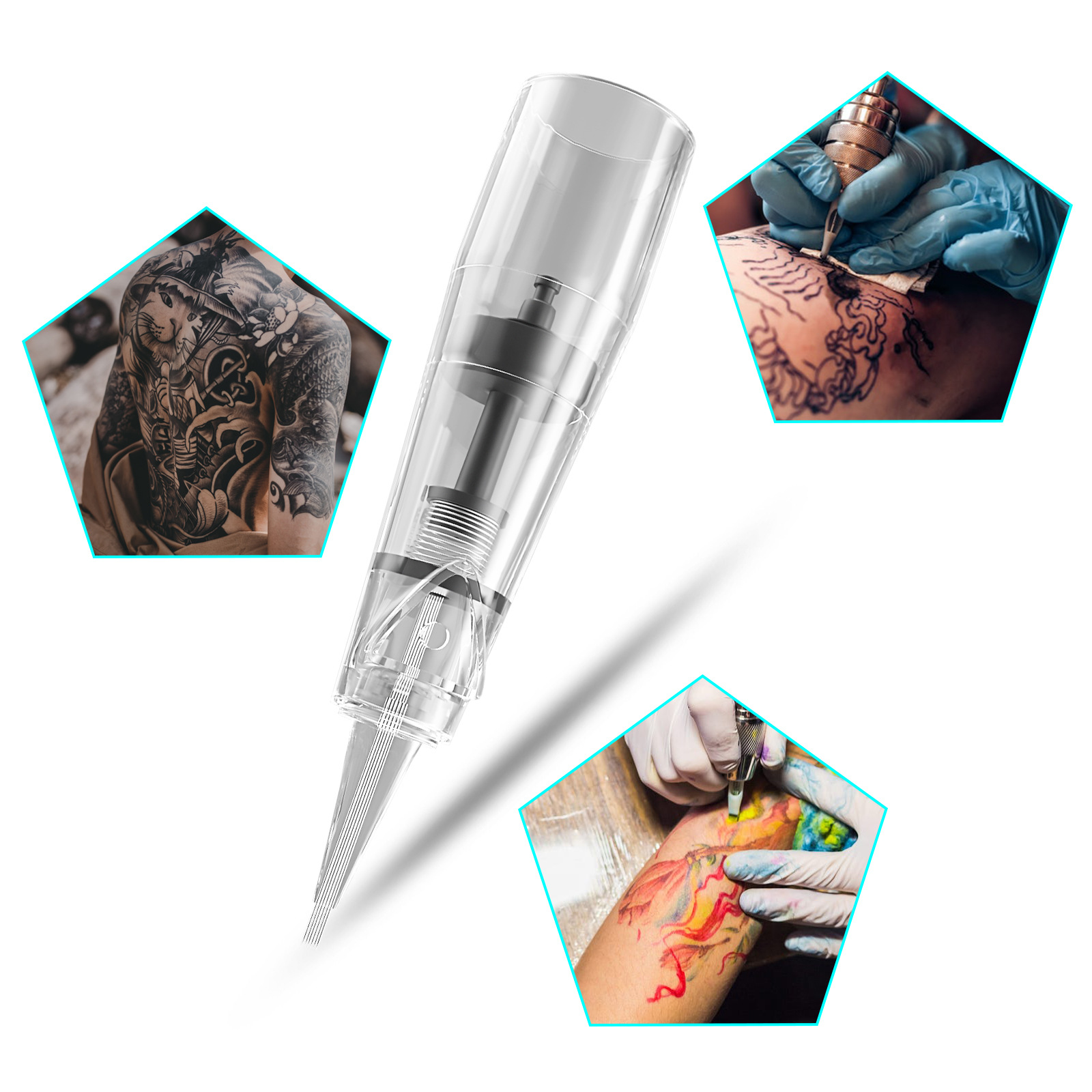 20pcs Disposable Sterilized Tattoo Cartridge Needles Permanent Makeup Pen Machine Flat Tips Eyebrows Lips