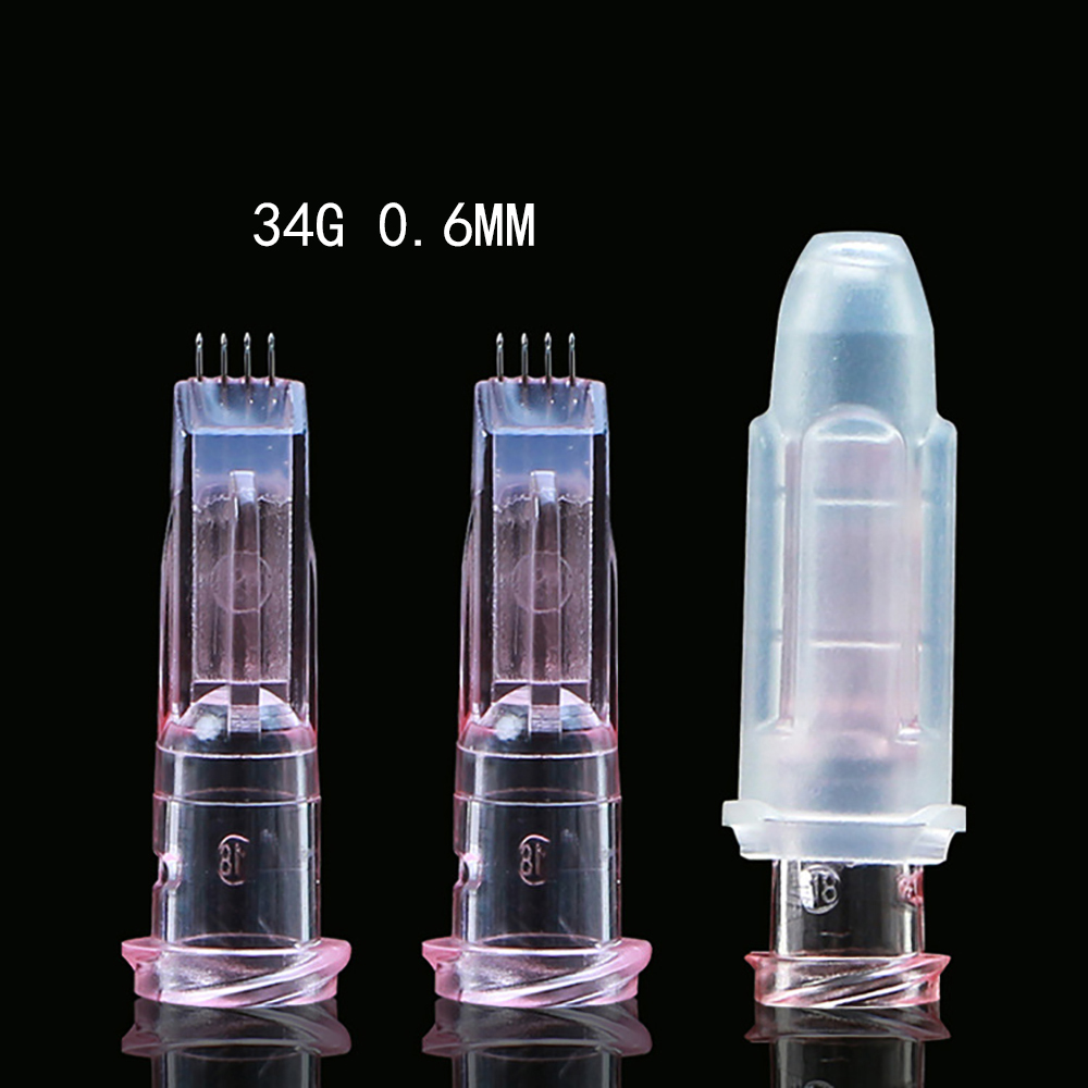 4 Pin Needles Nanosoft Microneedles 34G 0.6mm 0.8mm 1.0mm 1.2mm 1.5mm Fillmed Hand four Needles for Anti Aging Around Eyes and Neck Lines Skin Care Tool Parts