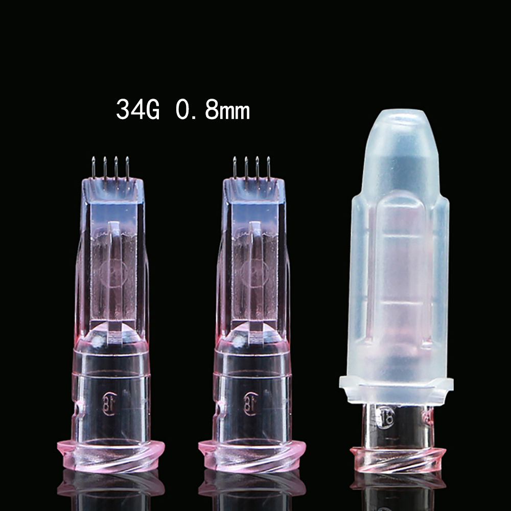 4 Pin Needles Nanosoft Microneedles 34G 0.6mm 0.8mm 1.0mm 1.2mm 1.5mm Fillmed Hand four Needles for Anti Aging Around Eyes and Neck Lines Skin Care Tool Parts