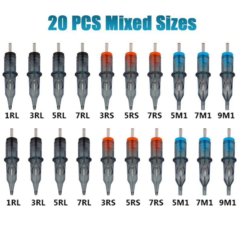 20pcs Disposable Tattoo Cartridge Needles RL RS RM M1 Series Tattoo Machine for Eyebrow Eyeliner Permanent Makeup