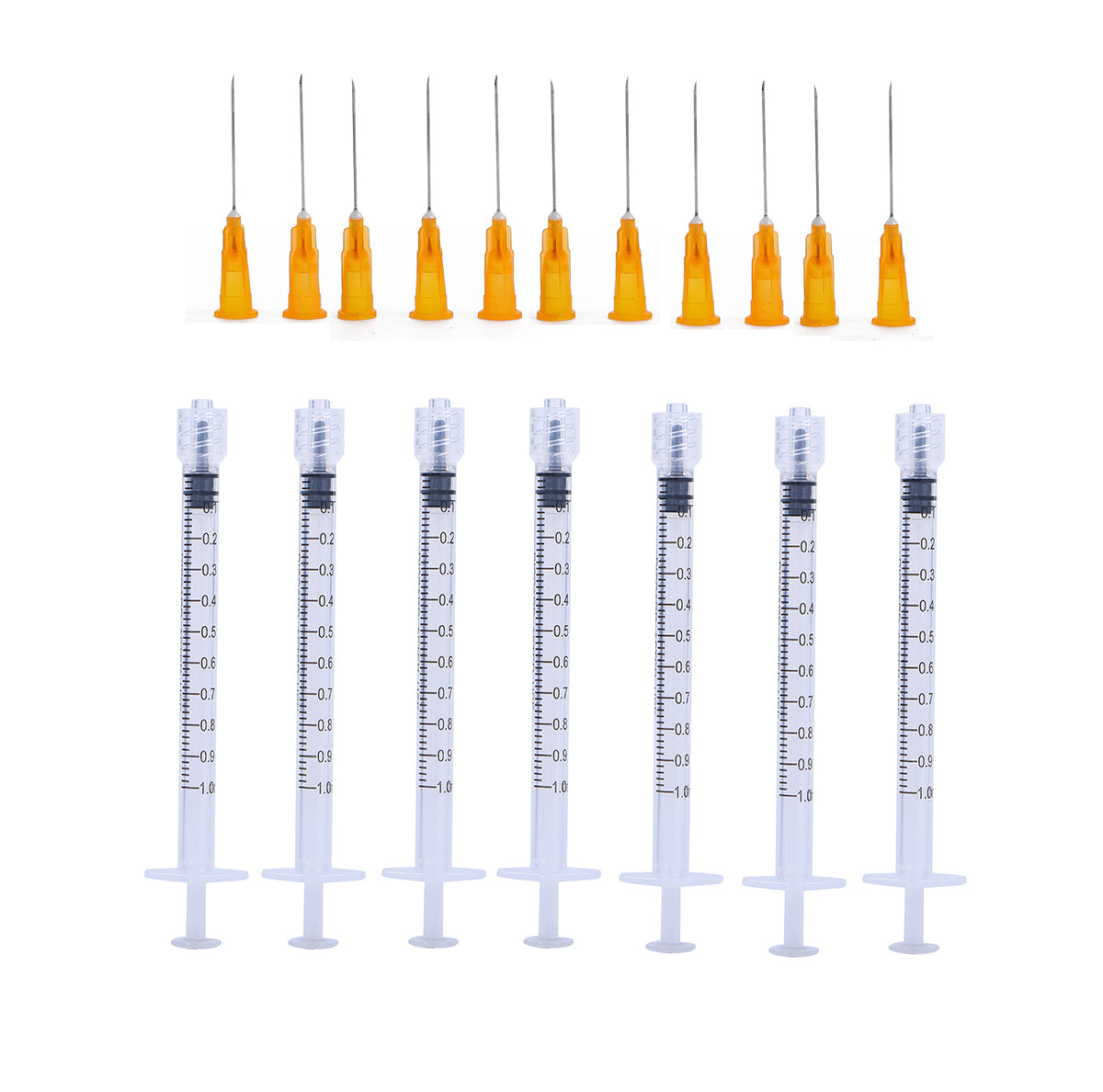 1ml Luer Lock Syringes + 25G 20MM Injection Needles Sterile Individual Packaged Disposable Needle