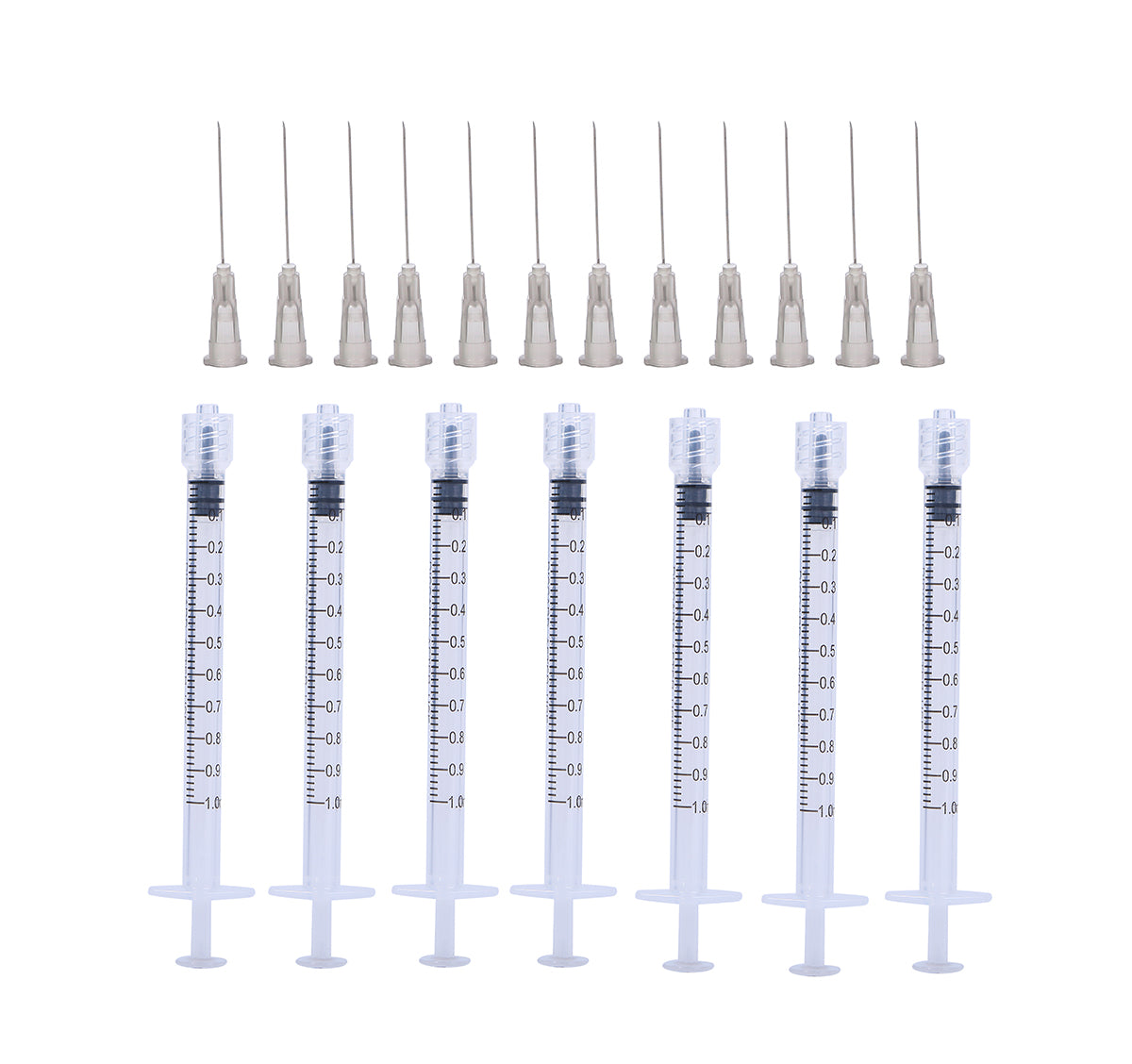 1ml Luer Lock Syringes + 27G 25MM Sterile Injection Needles Sharp Pointed Needles Disposable Needle