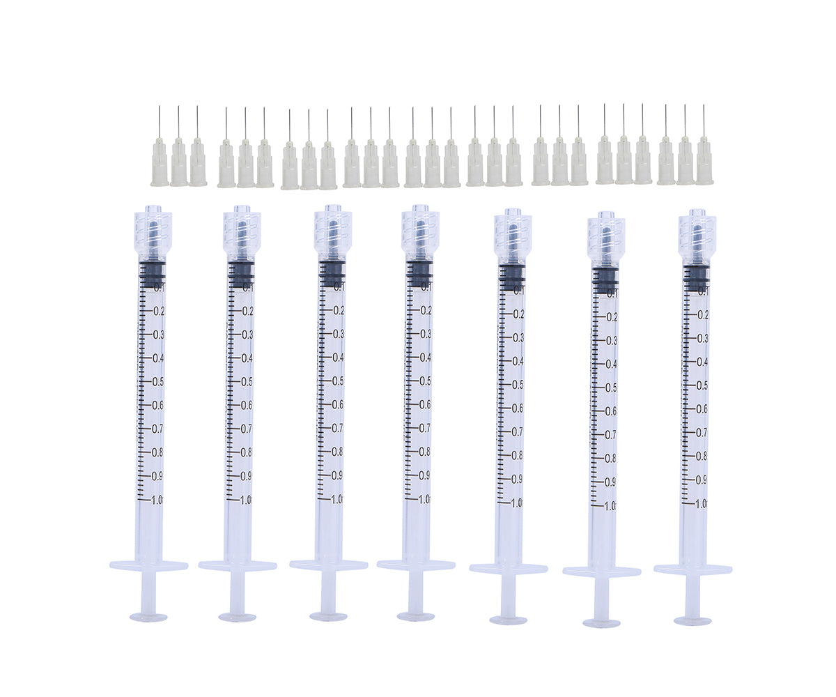 1ml Luer Lock Syringes + 31G 13MM Thinner and Painless Injection Needles Sharp Pointed Needles Disposable Needle for Mesotherapy/Wrinkle removal/lipodissolve/Sculptra