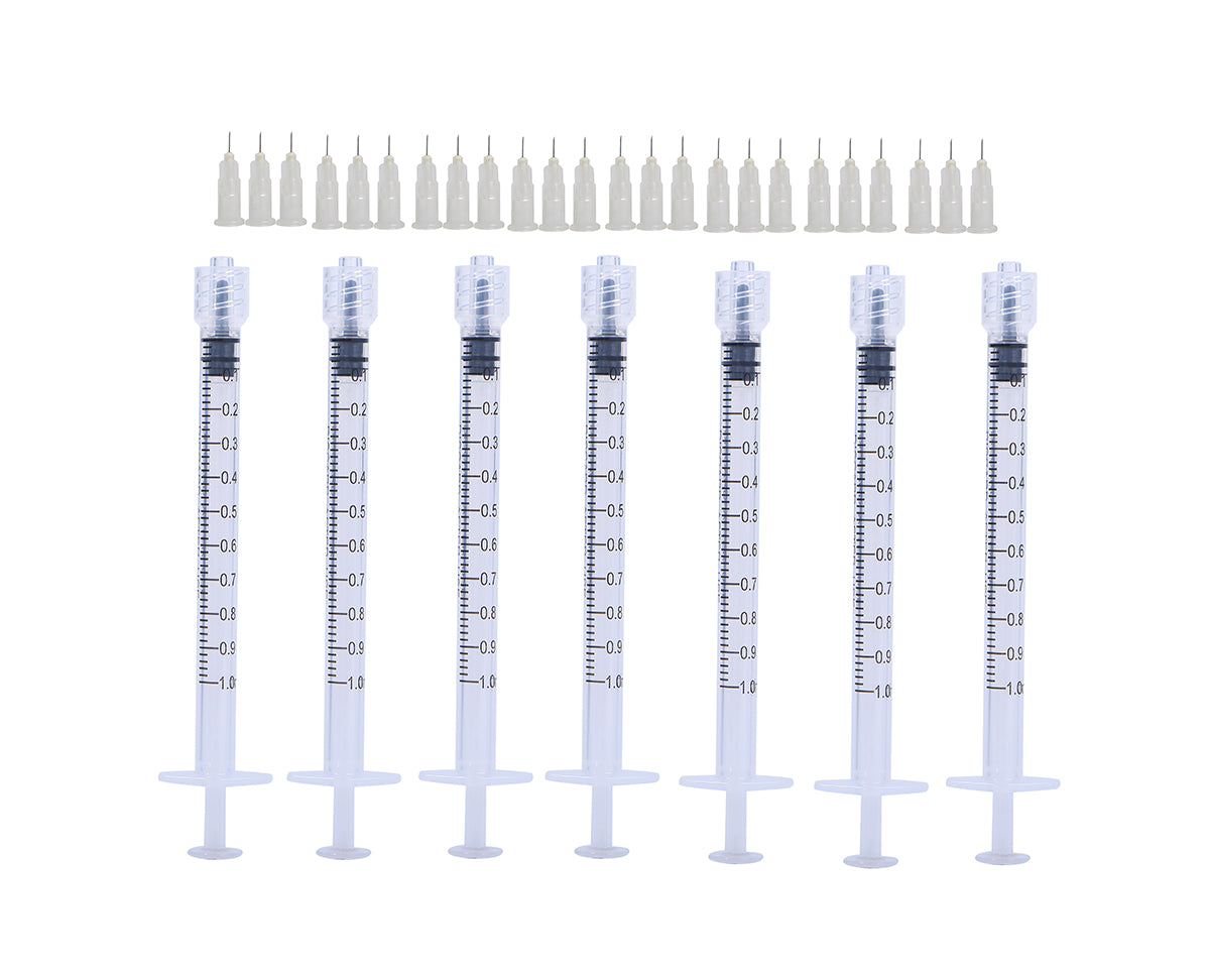 1ml Luer Lock Syringes + 31G 8MM Thinner and Painless Injection Needles Sharp Pointed Needles Disposable Needle for Mesotherapy/Wrinkle removal/lipodissolve/Sculptra