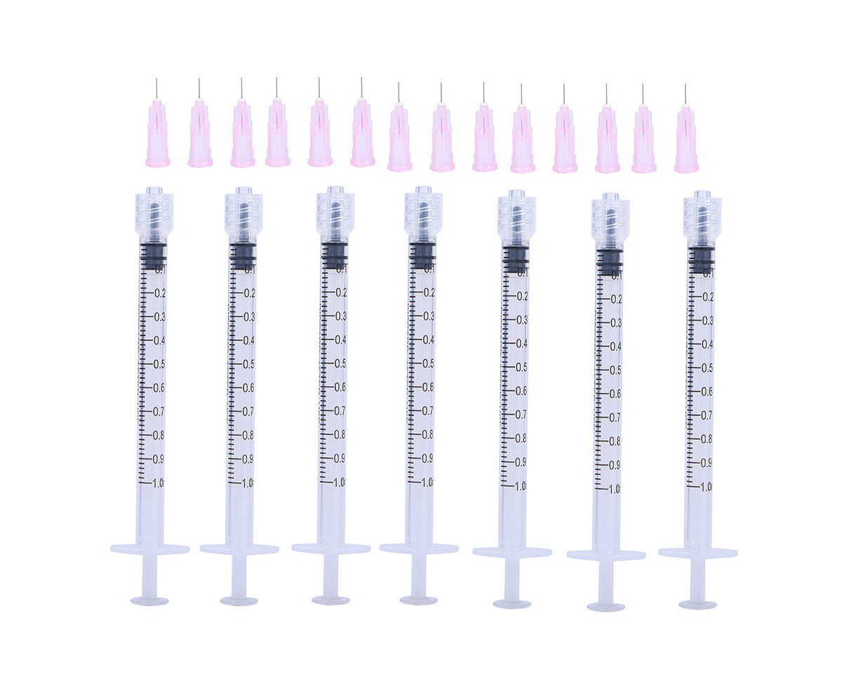 1ml Luer Lock Syringes + 32G 8MM Thinner and Painless Injection Needles Sharp Pointed Needles Disposable Needle for Mesotherapy/Wrinkle removal/lipodissolve/Sculptra
