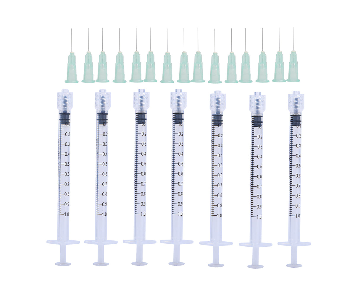 1ml Luer Lock Syringes Sterile + 33G 13MM Thinner and Painless Injection Needles Sharp Pointed Needles Disposable Needle for Mesotherapy
