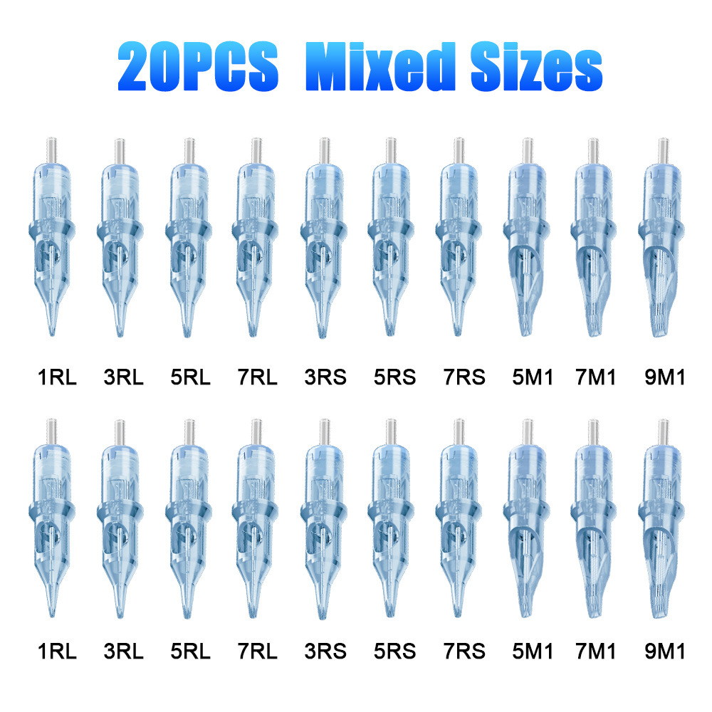 20pcs Disposable Tattoo Cartridge Needles RL RS RM M1 Series Tattoo Machine for Eyebrow Eyeliner Permanent Makeup
