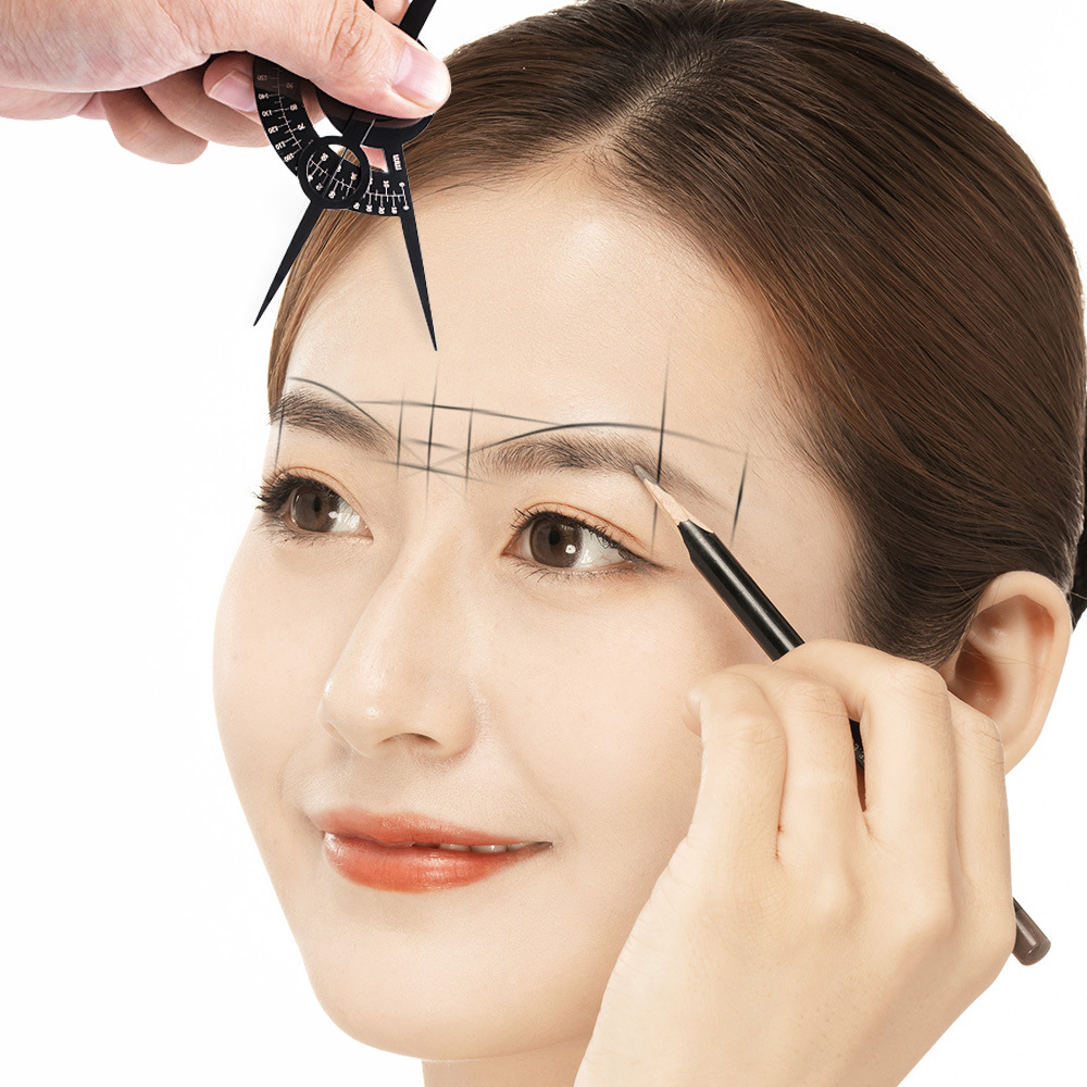 Stainless Steel Microblading Eyebrow Golden Ratio Ruler Tweezers Permanent Makeup Eyebrow Measure Stencil Tattoo Accessories 