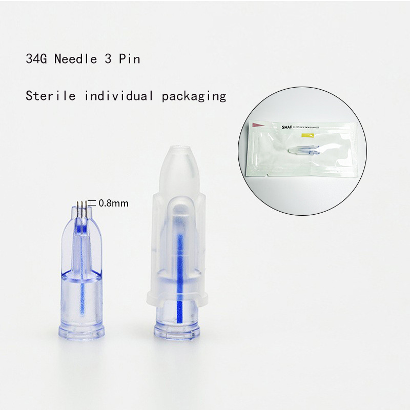 3 Pin Needles Nanosoft Microneedles 34G 0.6MM 0.8MM 1.0MM 1.2MM 1.5MM Fillmed Hand for Anti Aging Around Eyes and Neck Lines Skin Care Tool