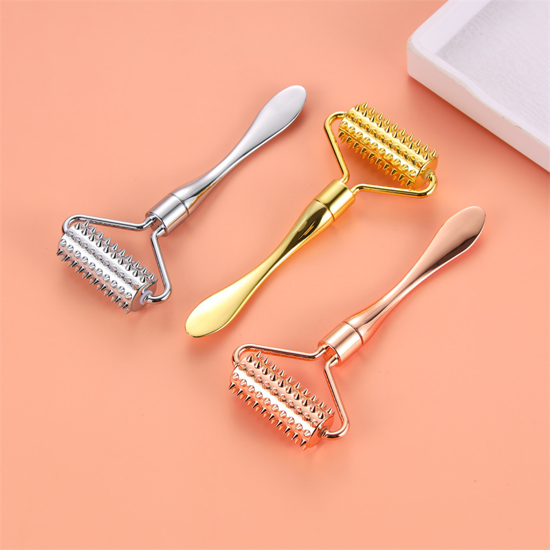 Zinc Alloy Microneedle Roller Facial Wrinkle Remover Manual Massager Micropin Skincare Beauty Tool Device Dermaroller for Face
