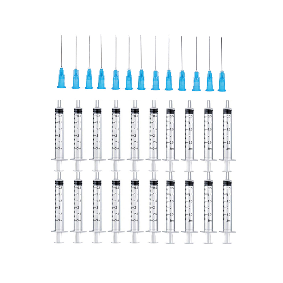 3ml/cc | 1 Inch with 23GA, Plastic Measuring Tool + 25 Free Pre-inj Wipes | Individually Sealed Lab Supplies | Multiple Uses