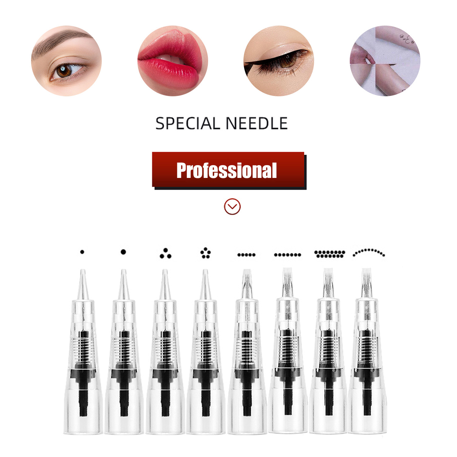 20pcs Disposable Sterilized Tattoo Cartridge Needles Permanent Makeup Pen Machine Flat Tips Eyebrows Lips