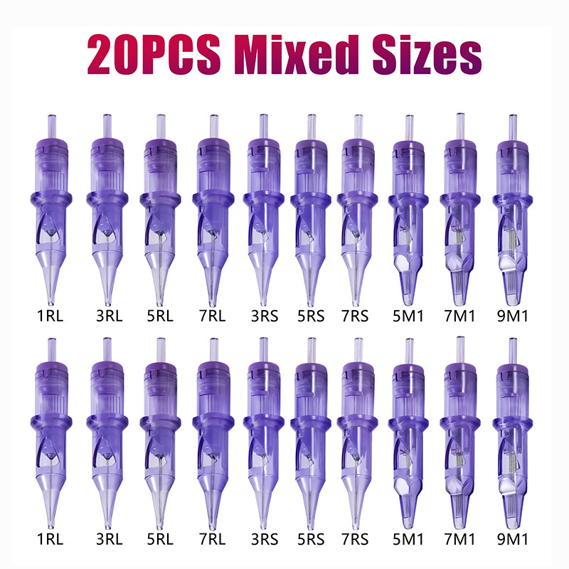 20pcs Disposable Tattoo Cartridge Needles RL RS RM M1 Series Tattoo Machine for Eyebrow Eyeliner Permanent Makeup