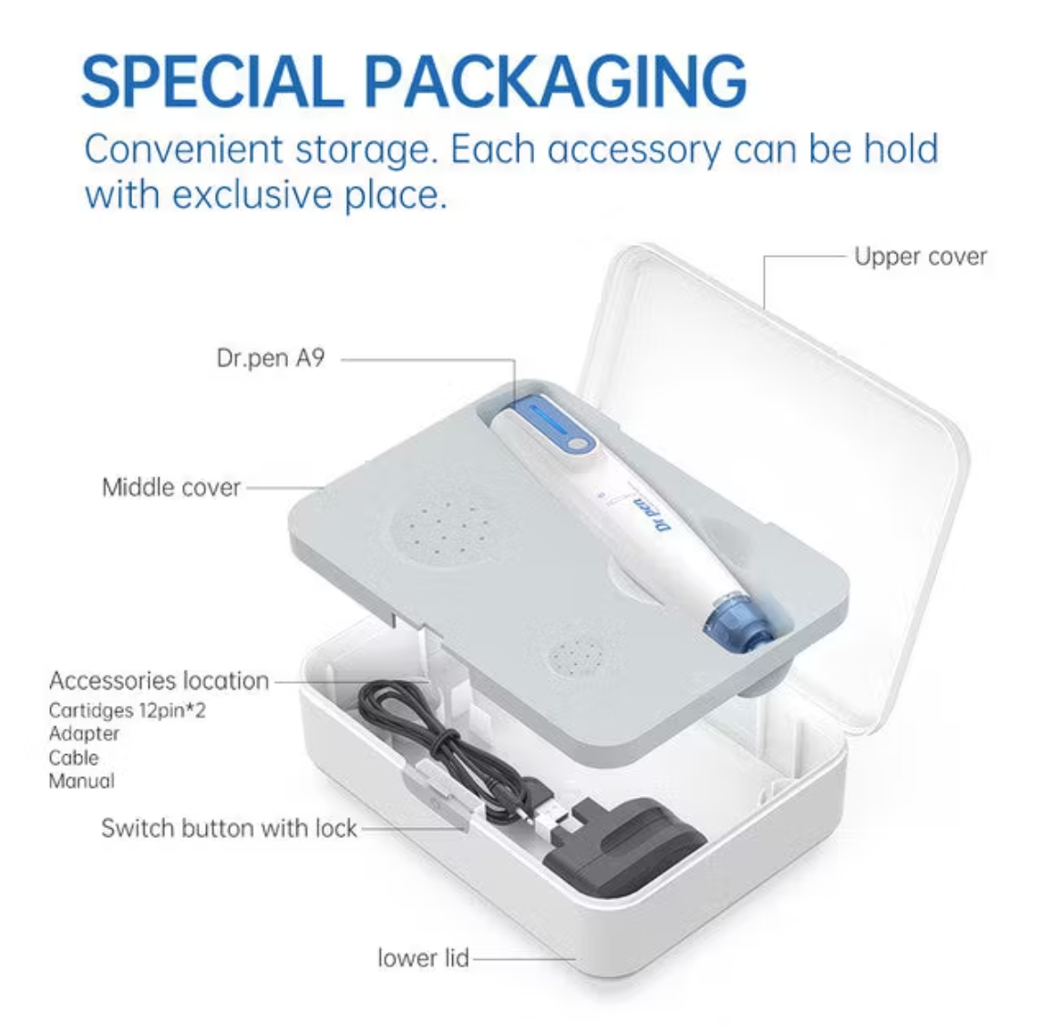 Dr. Pen A9 Microneedling Pen, Professional 6-Speed Derma Stamp for Face & Hair