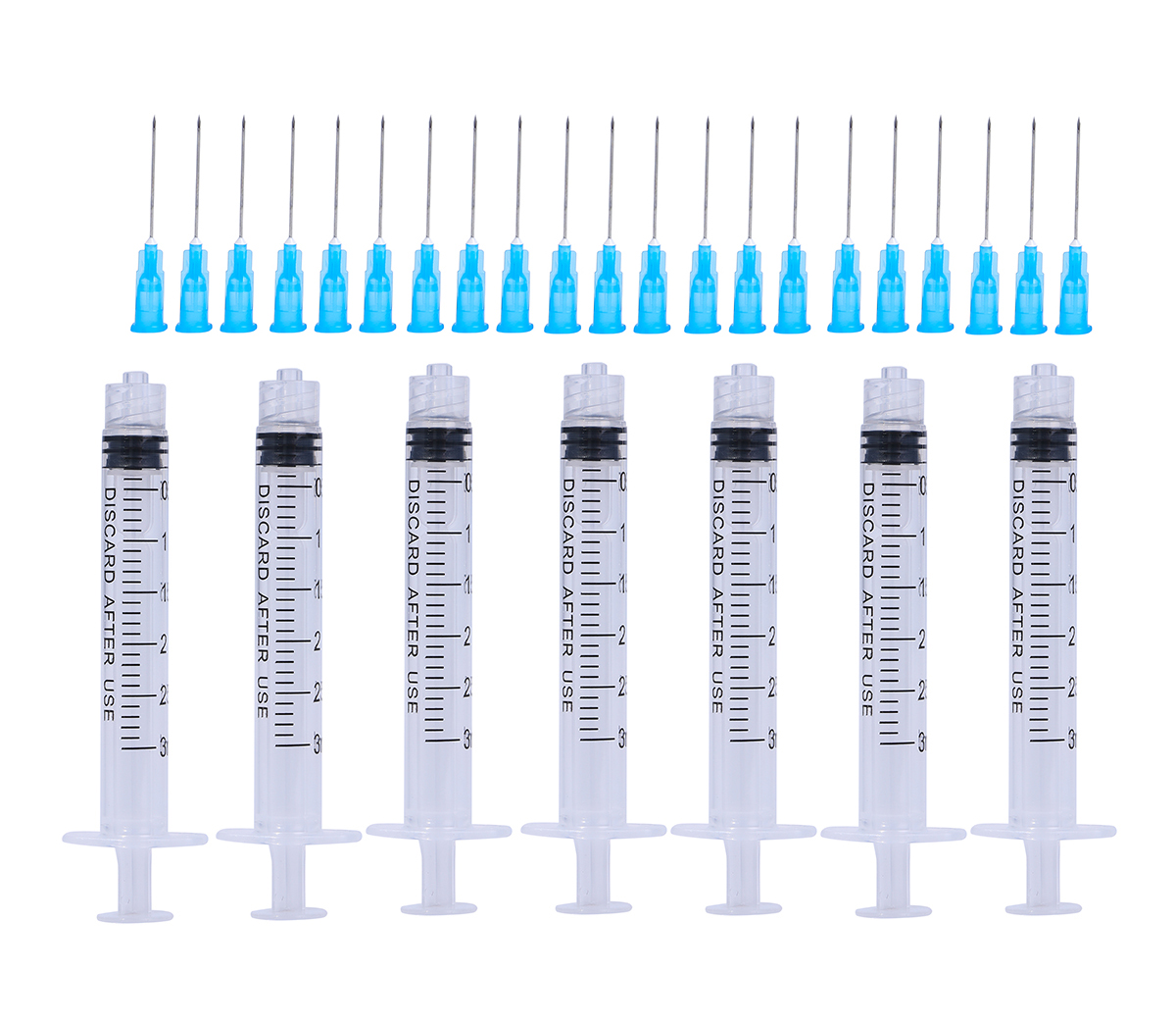 3ml/cc | 1 Inch Luer Lock Syringes with 23GA, Plastic Measuring Tool + 25 Free Pre-inj Wipes | Individually Sealed Lab Supplies | Multiple Uses