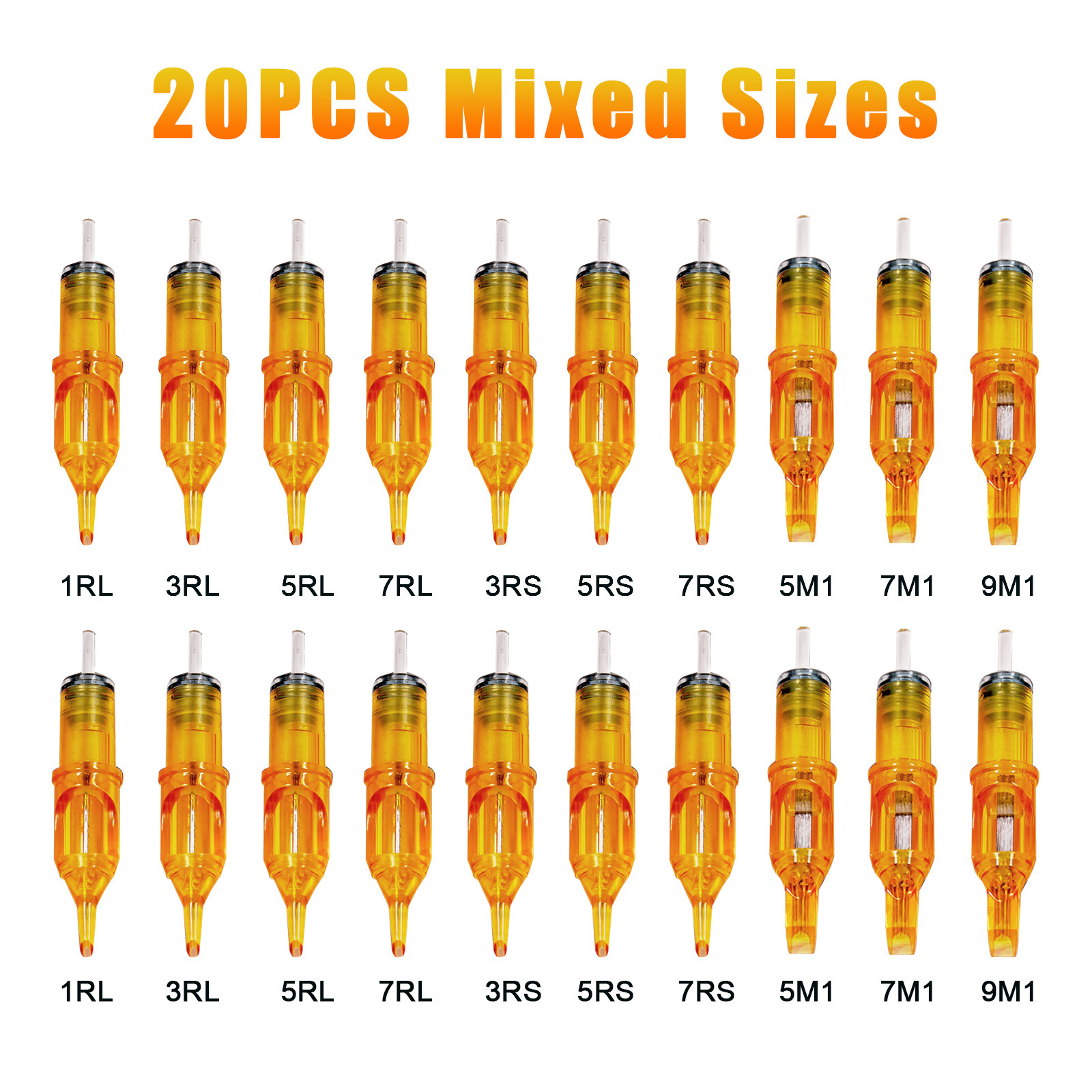 20pcs Disposable Tattoo Cartridge Needles RL RS RM M1 Series Tattoo Machine for Eyebrow Eyeliner Permanent Makeup