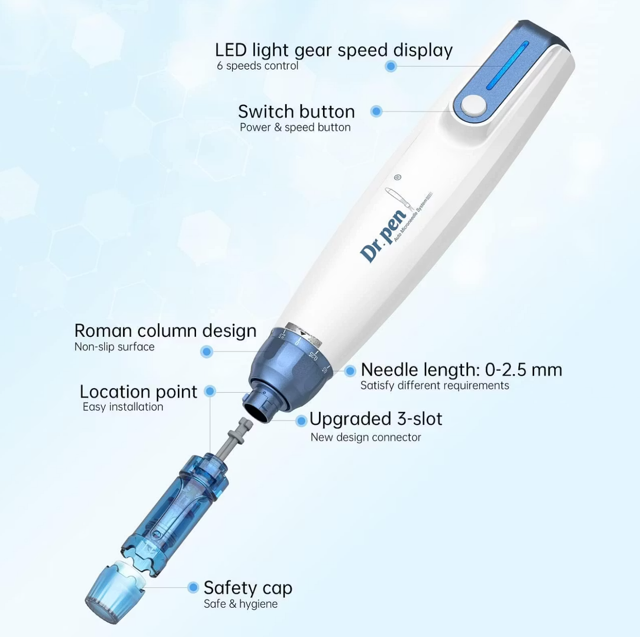 Dr. Pen A9 Microneedling Pen, Professional 6-Speed Derma Stamp for Face & Hair