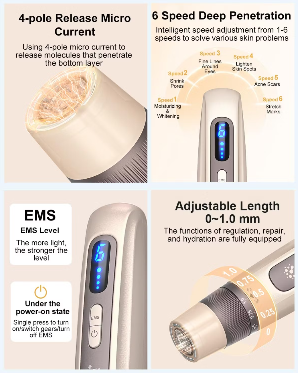 Dr. Pen Hydra Pen H5: 3-in-1 Microneedling Pen with EMS & Serum Infusion Gold