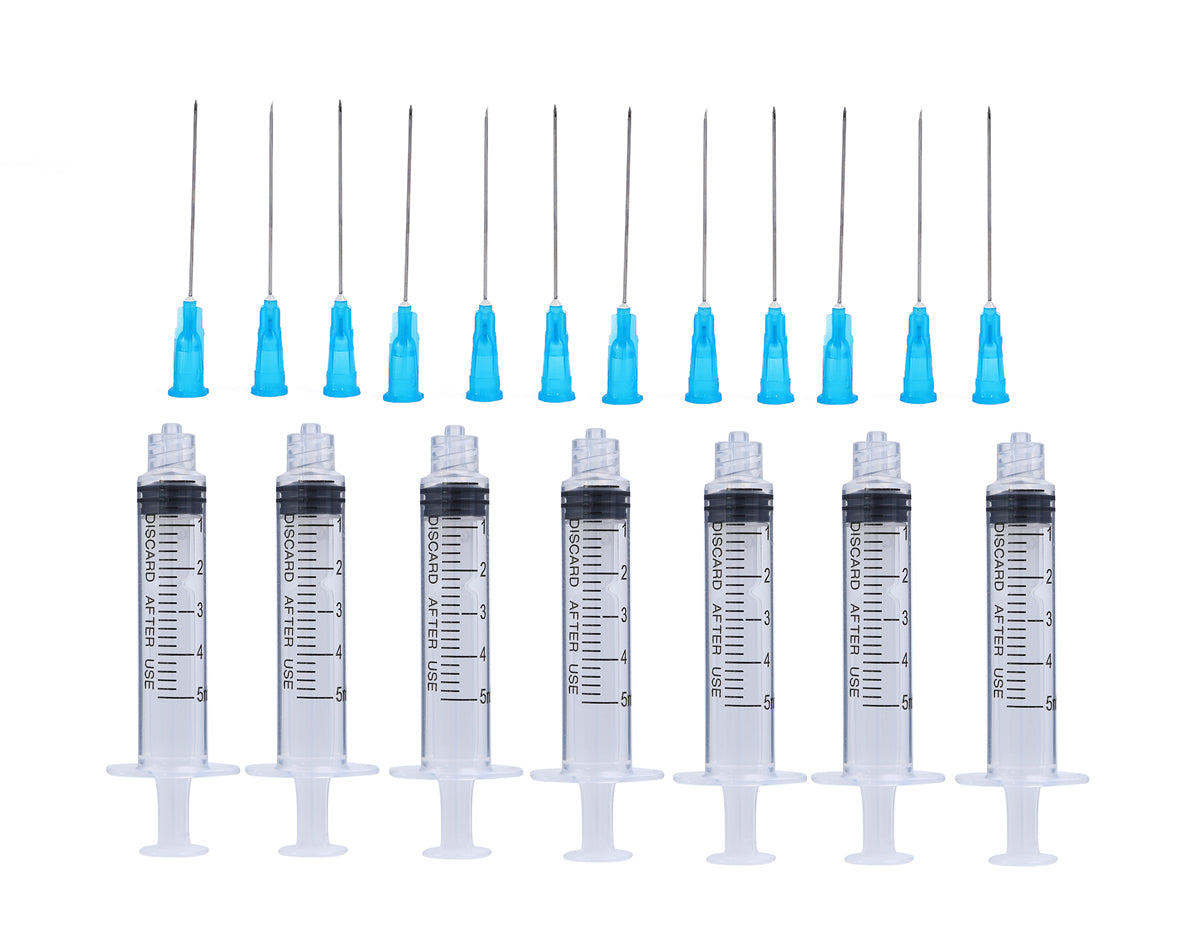 5ml Luer Lock Syringes + 23G 38MM Sterile Needle Stainless Steel Injection Needle Individually Wrapped