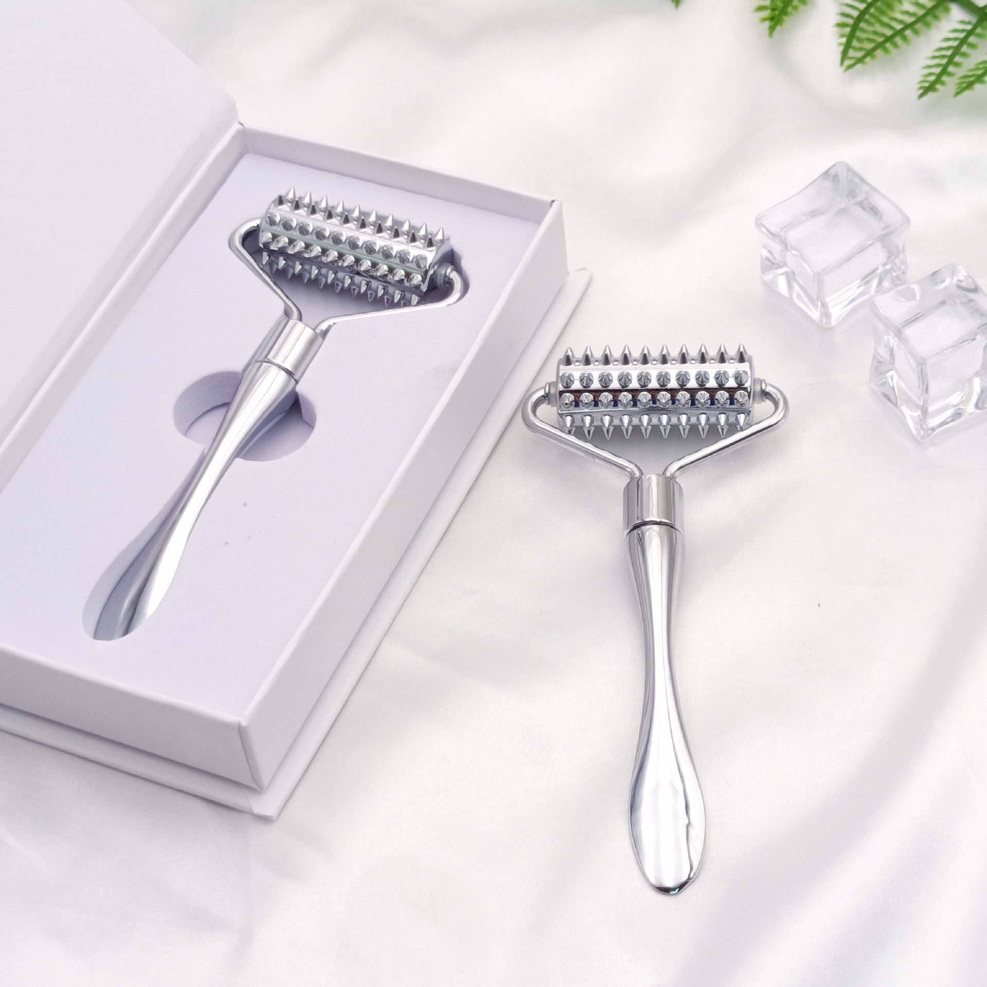 Zinc Alloy Microneedle Roller Facial Wrinkle Remover Manual Massager Micropin Skincare Beauty Tool Device Dermaroller for Face