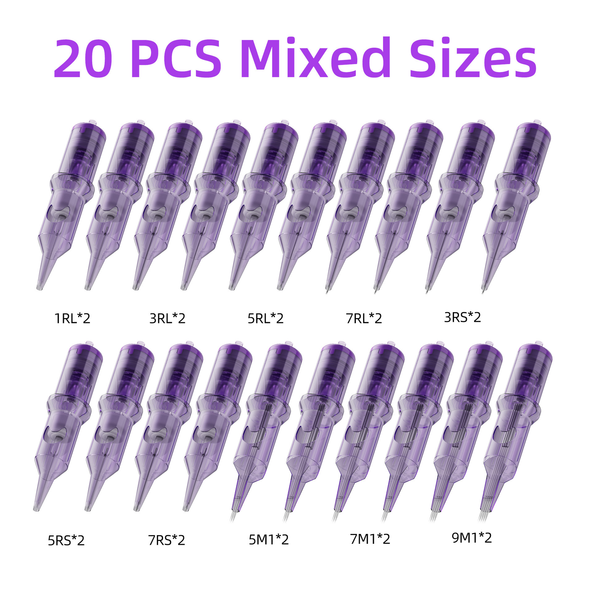 20pcs Disposable Tattoo Cartridge Needles RL RS RM M1 Series Tattoo Machine for Eyebrow Eyeliner Permanent Makeup