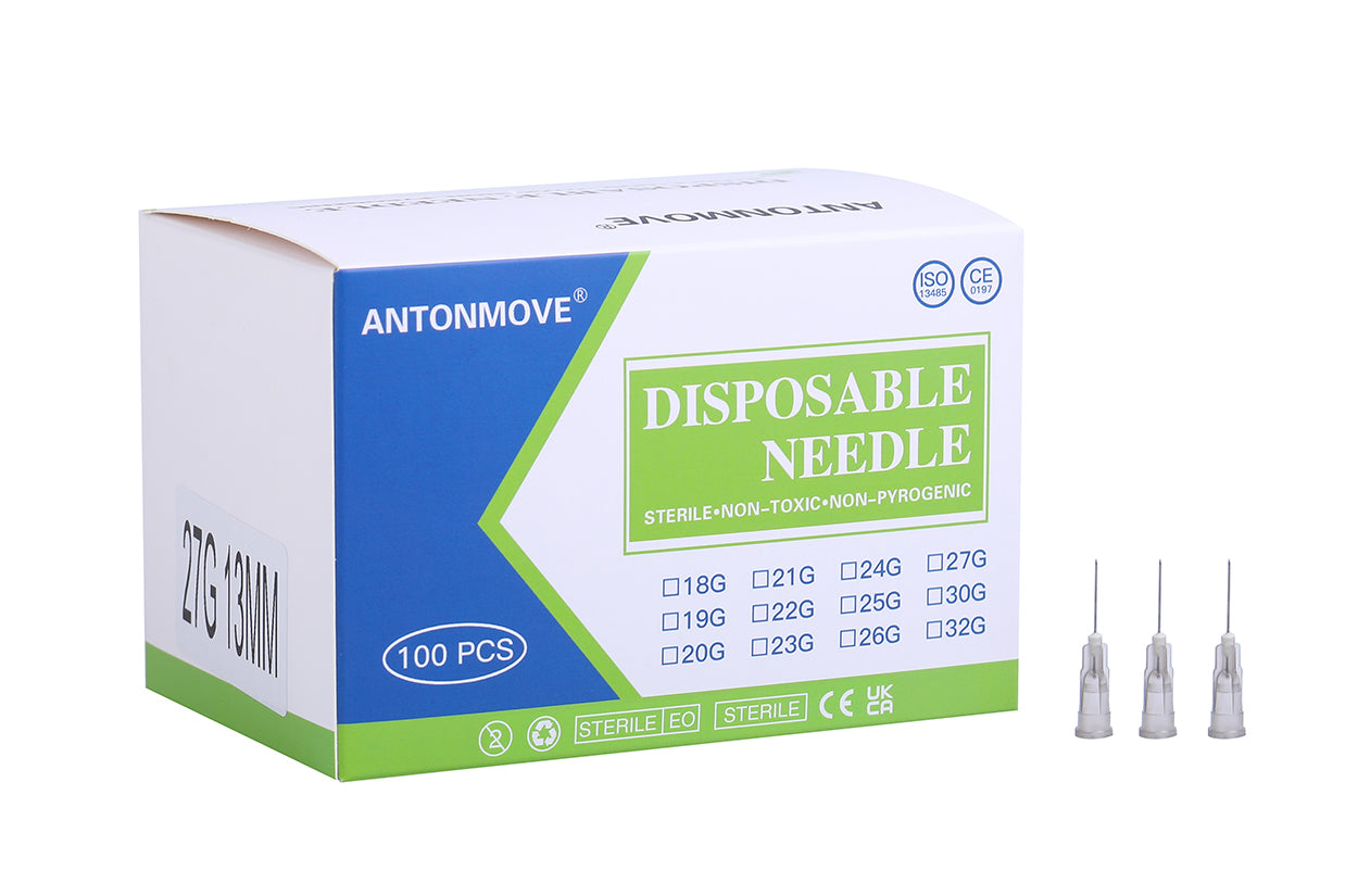 27G 13MM Sterile Needles 100pcs Sterile Needle Stainless Steel Injection Needle Individually Wrapped