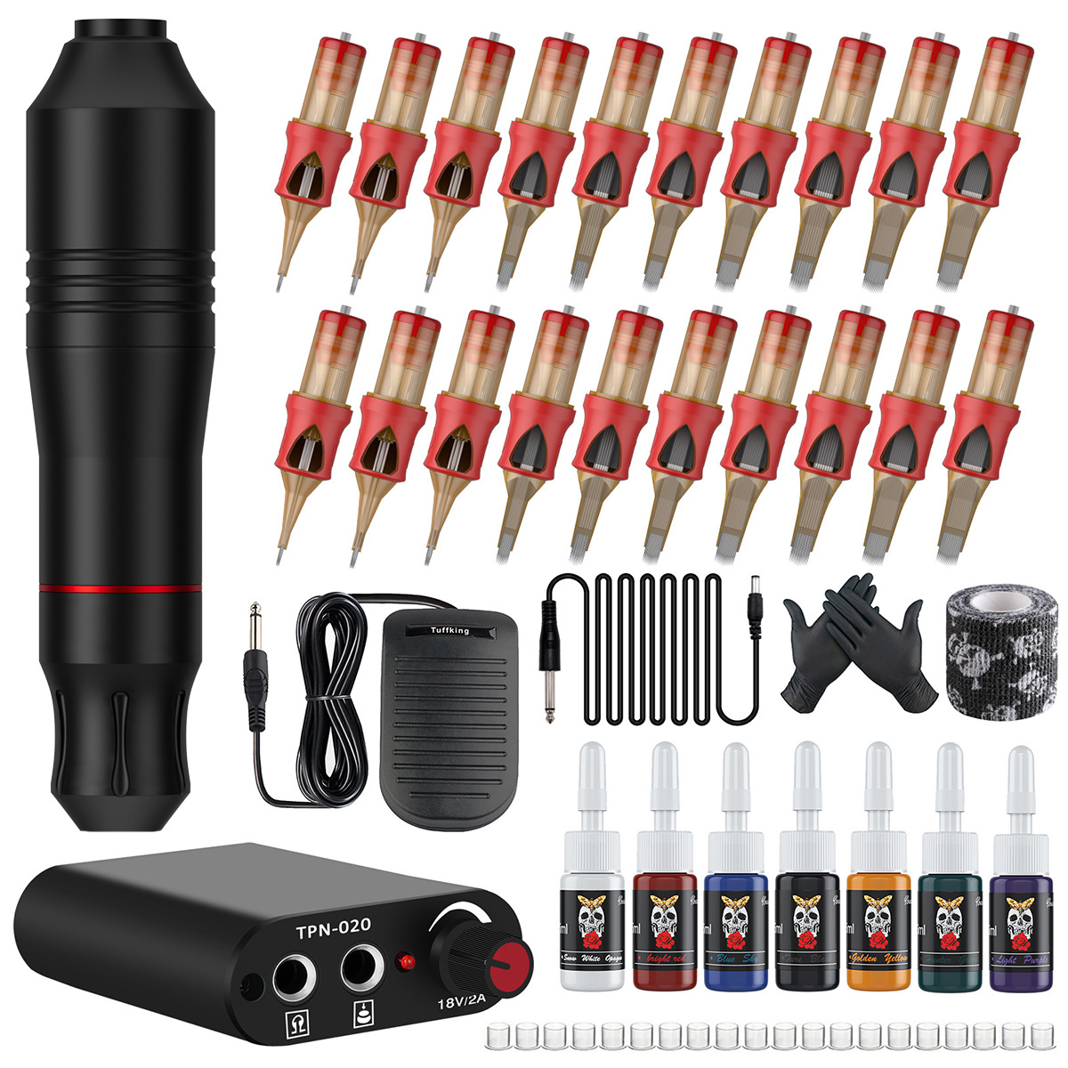 Cross border popular tattoo set, tattoo all-in-one machine, tattoo kit, cutting line, fogging machine, mini power tattoo needle