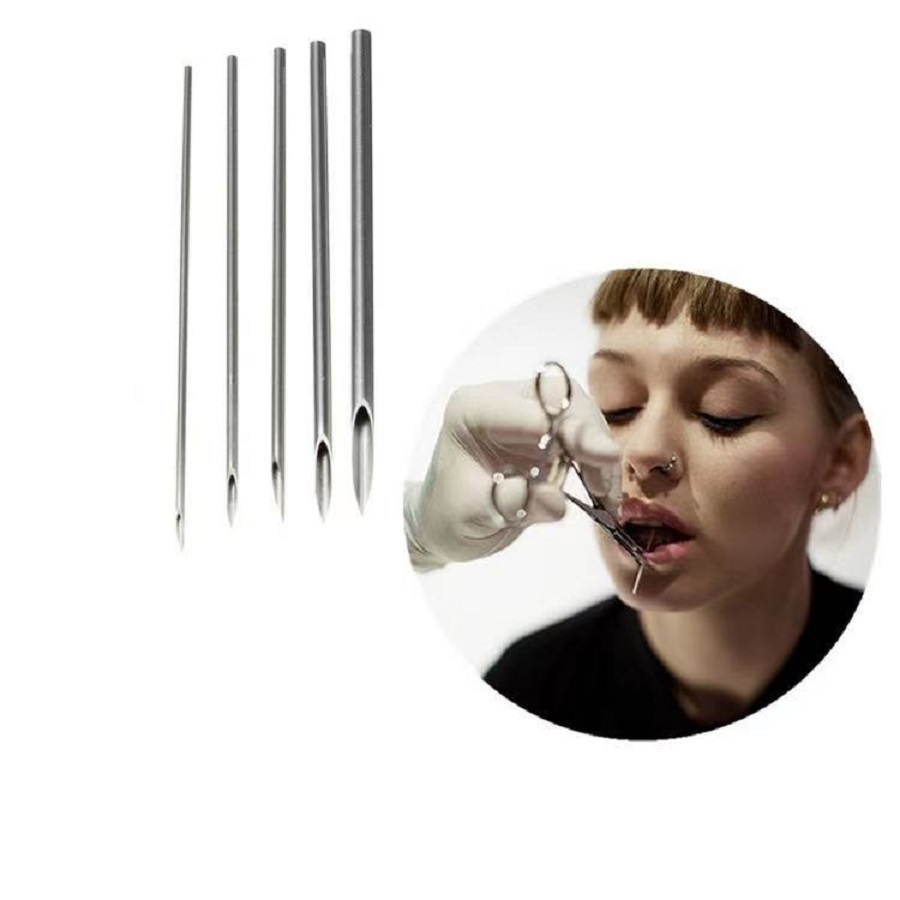 Blue Genie Body Piercing Needles 50/100pcs 14g 16g 18g Stainless Steel Disposable Ear Nose Navel Nipple Lip Piercing Needle