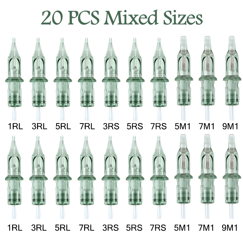 20pcs Disposable Tattoo Cartridge Needles RL RS RM M1 Series Tattoo Machine for Eyebrow Eyeliner Permanent Makeup
