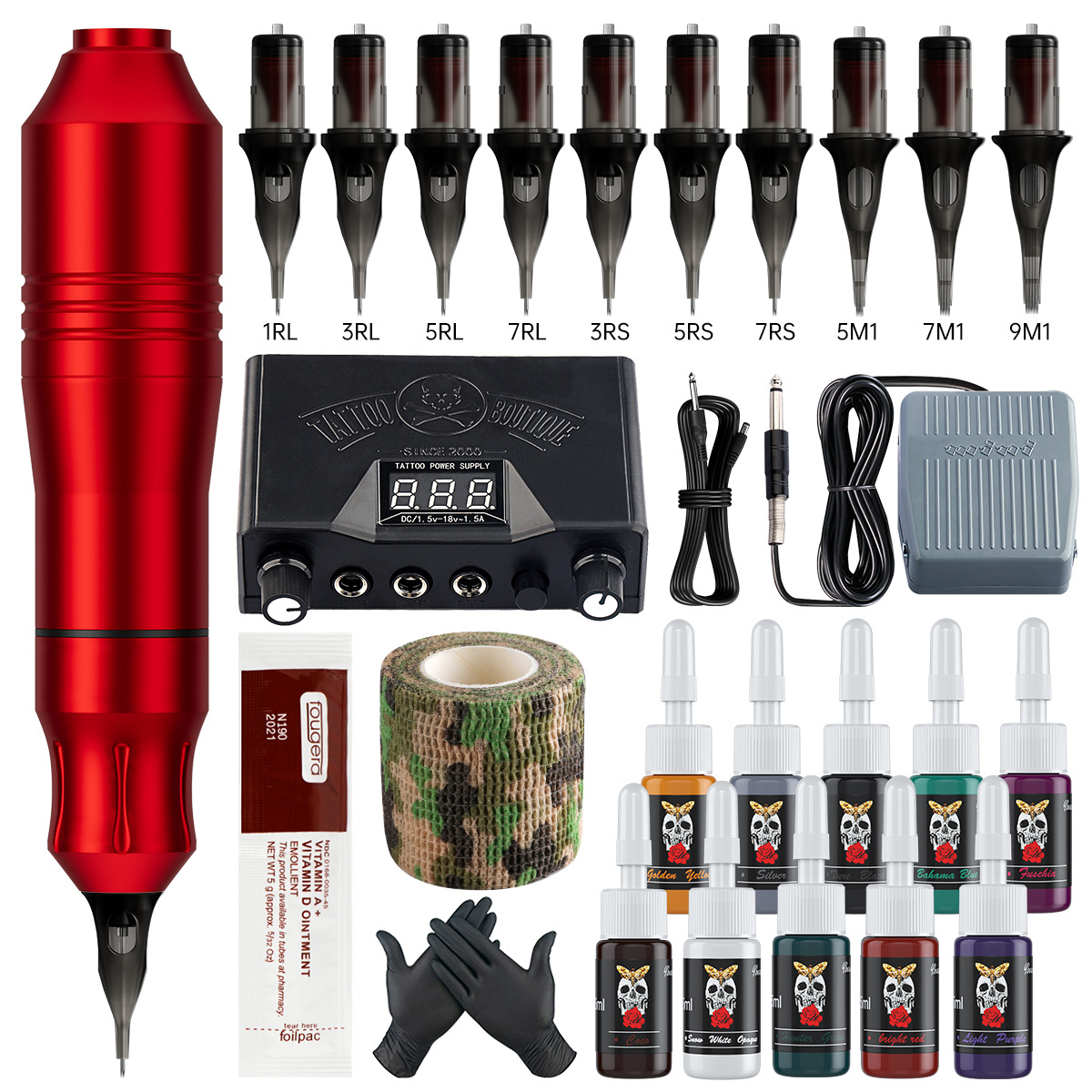 Cross border popular tattoo set, tattoo all-in-one machine, tattoo kit, cutting line, fogging machine, mini power tattoo needle